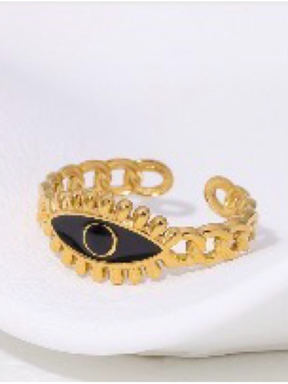 18k Gold plated evil Eye adjustable ring for women